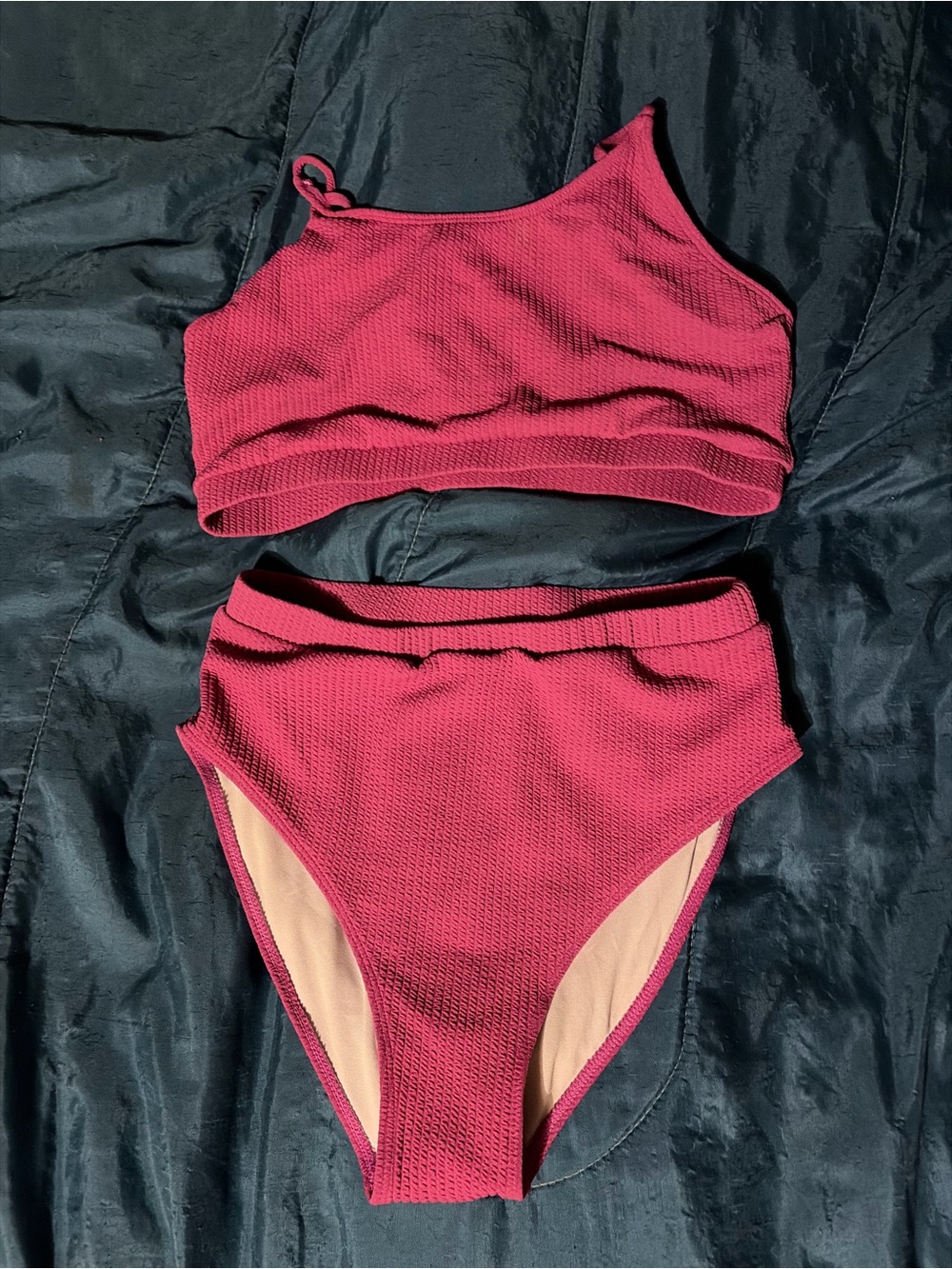 Cute and Comfy High-Waist Bikini Set in Berry Pink